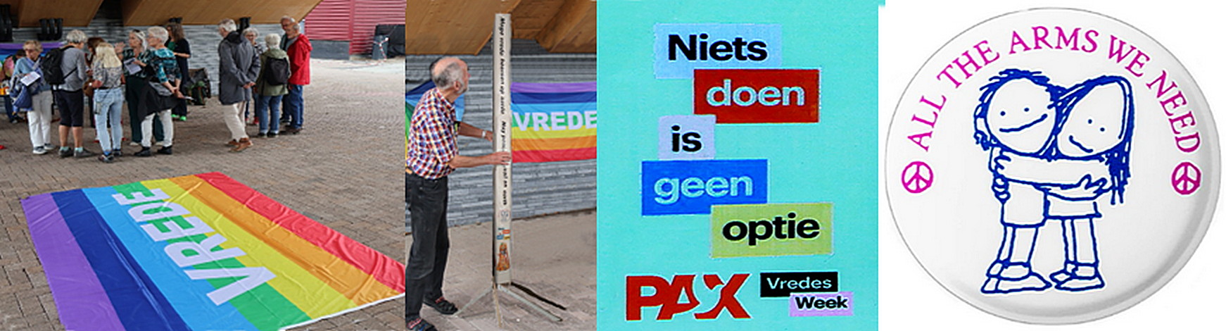 De onthulling van de tijdelijke vredespaal 