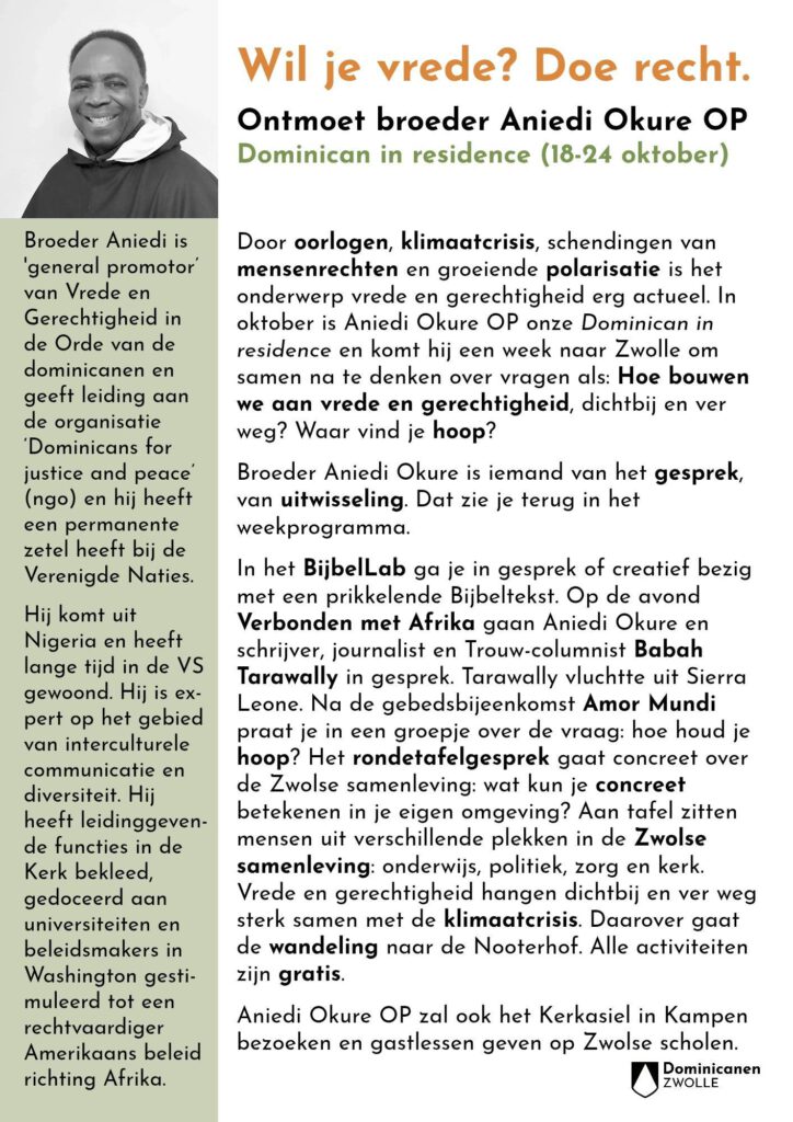Dominikanen Zwolle Programma van de Vredesweek 2